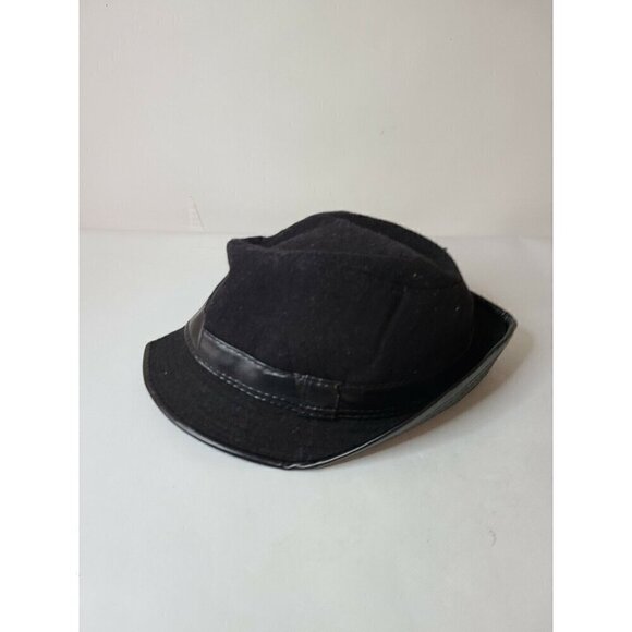 Westend Unisex Fedora Hat Size S/M Black Faux Leather Trim Trilby Cuban Sun Cap - Picture 1 of 6